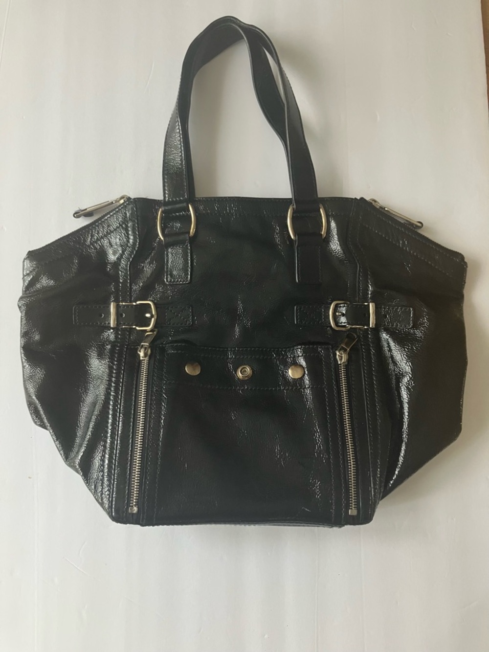 Yves Saint Laurent Black Patent Leather Shoulder Bag
